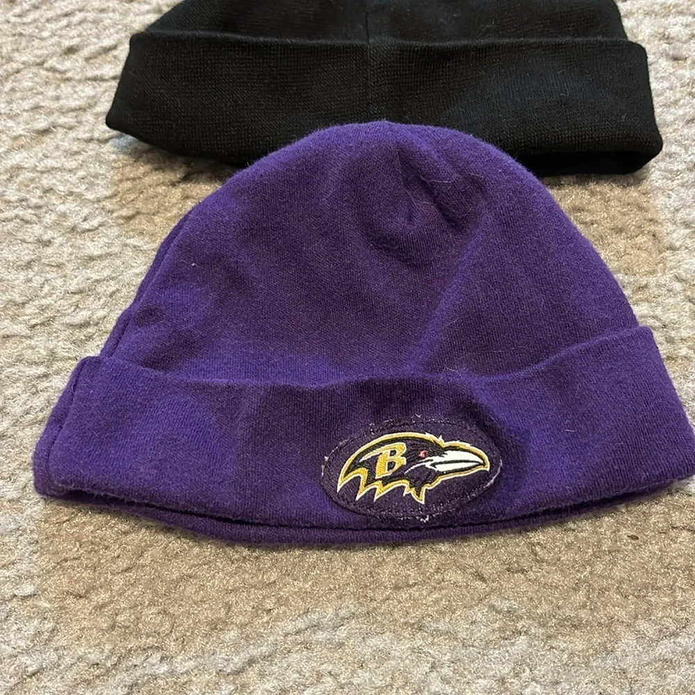 Baltimore Ravens Football Baby Hat- purple and other plain black baby hat-